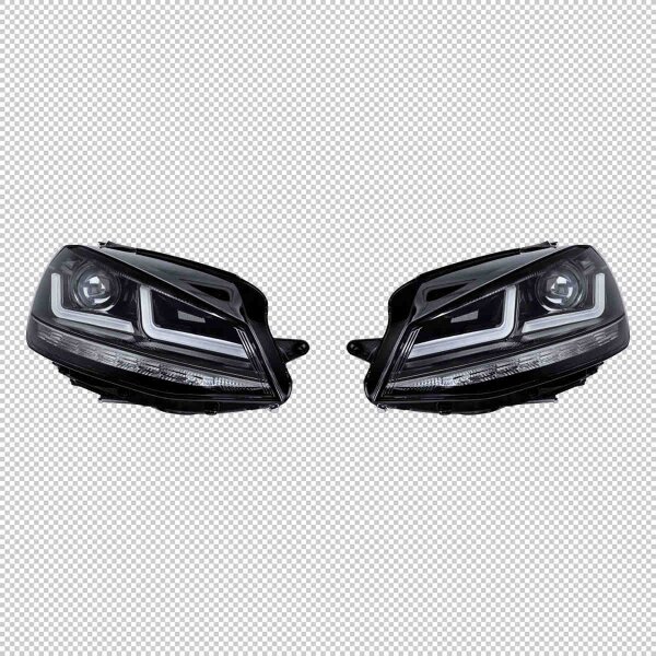 Headlight set LED OSRAM LEDriving black suitable for Golf VII +200% brighter