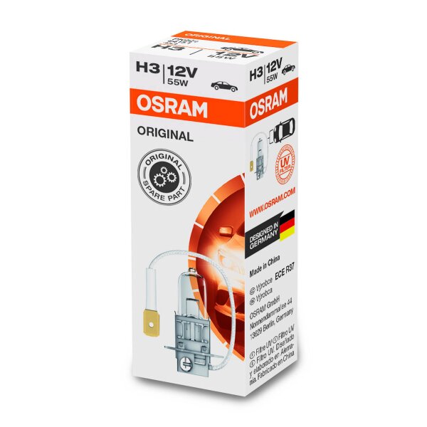 Bulb H3 12V 55W PK22s easily replaceable OSRAM ORIGINAL suitable for cars