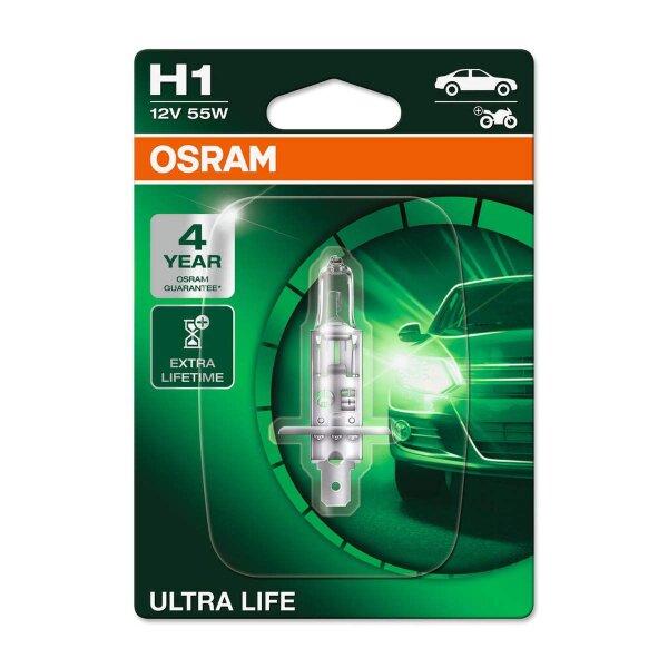 Bulb H1 12V 55W P14.5s OSRAM ULTRA LIFE suitable for various cars