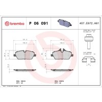 Brake pad set disc brake 14 mm BREMBO suitable for e.g....