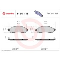 Brake pad set disc brake 17 mm BREMBO for e.g. NISSAN NAVARA