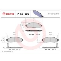 Brake pad set disc brake 15 mm BREMBO for e.g. NISSAN NAVARA