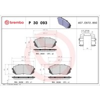 Brake pad set disc brake 18 mm BREMBO for e.g. HYUNDAI...