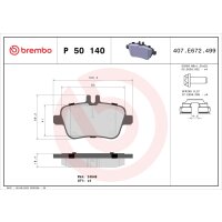 Brake pad set disc brake 19 mm BREMBO for MERCEDES-BENZ...