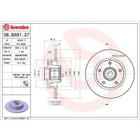 Rear brake disc 260mm BREMBO for RENAULT CLIO IV