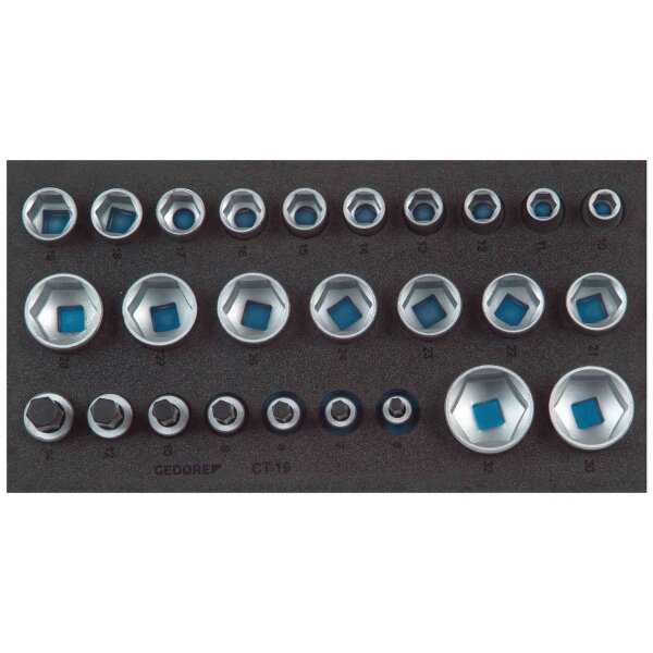 Satz Steckschlüsseleinsätze 1/2, 6-kant, in Check-Tool-Modul GEDORE 1500 CT1-19