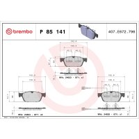 Brake pad set disc brake 18 mm BREMBO for e.g. VW CALIFORNIA