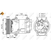 Klimakompressor 12 V Ø 125 mm CVC NRF für u.a. RENAULT MEGANE