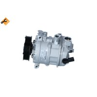 Compressor air conditioning with V-ribbed belt pulley...