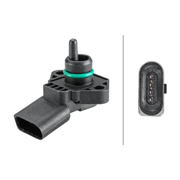 Sensor Intake Manifold Pressure 4-pin screwed HELLA for e.g. SEAT AROSA