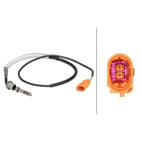 Sensor exhaust gas temperature screwed 2-pole 715mm cable HELLA for SEAT Cordoba
