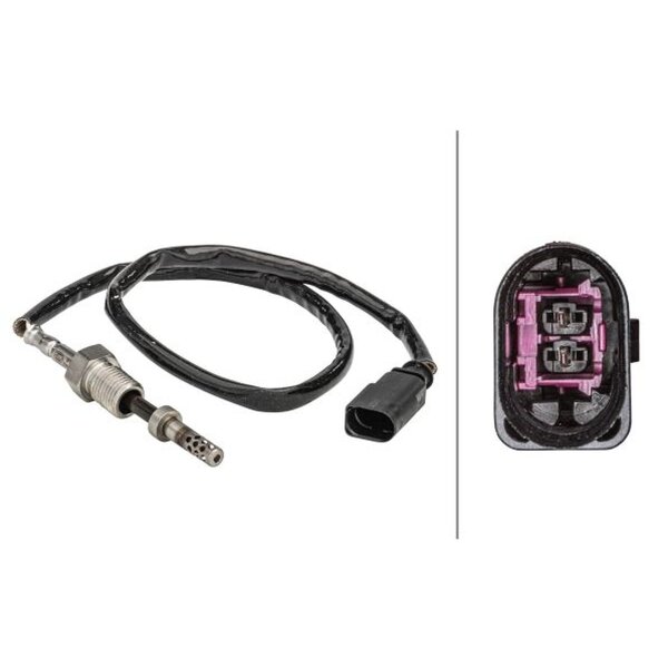 Sensor Exhaust Gas Temperature 2-pin 475 mm cable HELLA for e.g. VW CRAFTER