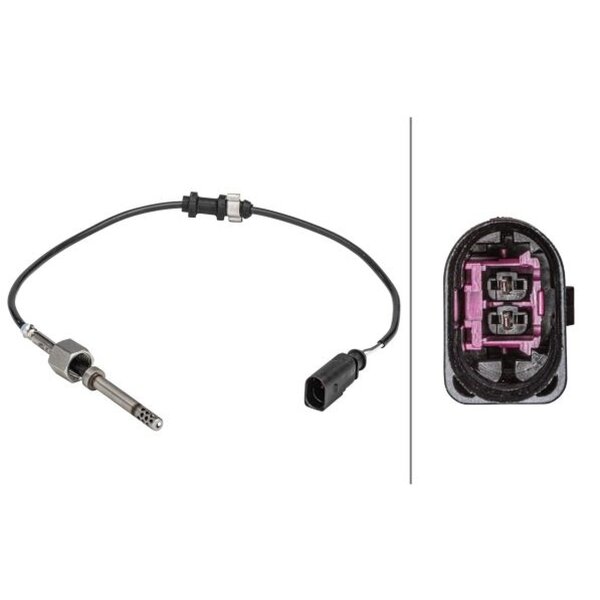 Sensor Exhaust Gas Temp screwed 2-pin 440 mm cable HELLA for e.g. VW PASSAT