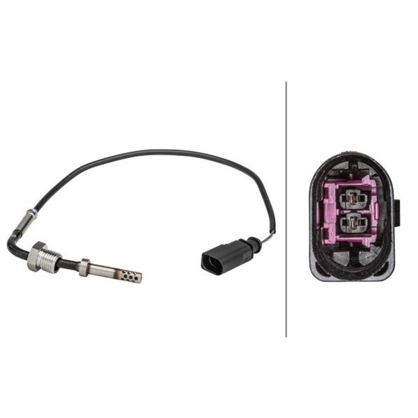 Sensor Exhaust Gas Temperature screwed 2-pin 290 mm cable HELLA for e.g. AUDI A4