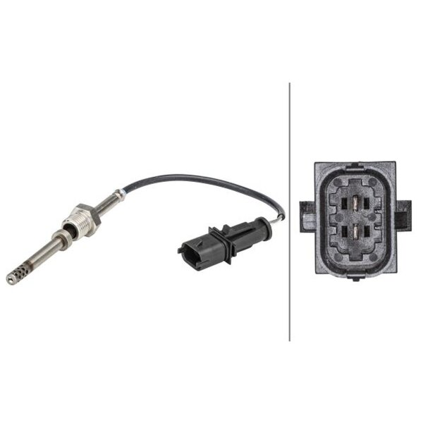Sensor Abgastemperatur geschraubt 2-polig 160mm Kabel HELLA für u.a. CHEVROLET