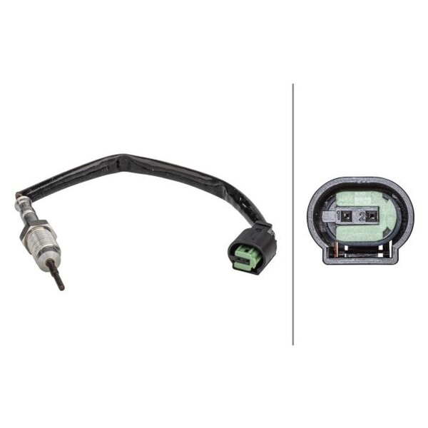 Sensor Exhaust Gas Temp screwed 2-pin 155 mm cable HELLA for e.g. BMW 5 Series