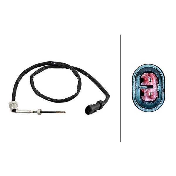 Sensor Abgastemperatur geschraubt 2-polig 500 mm Kabel HELLA