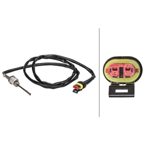 Exhaust gas temperature sensor screwed 2-pin 1,000 mm cable HELLA