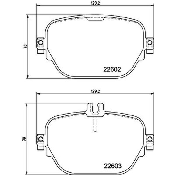 Brake pad set discs with wear warning indicator 17.4 mm HELLA for MB E-KLASSE