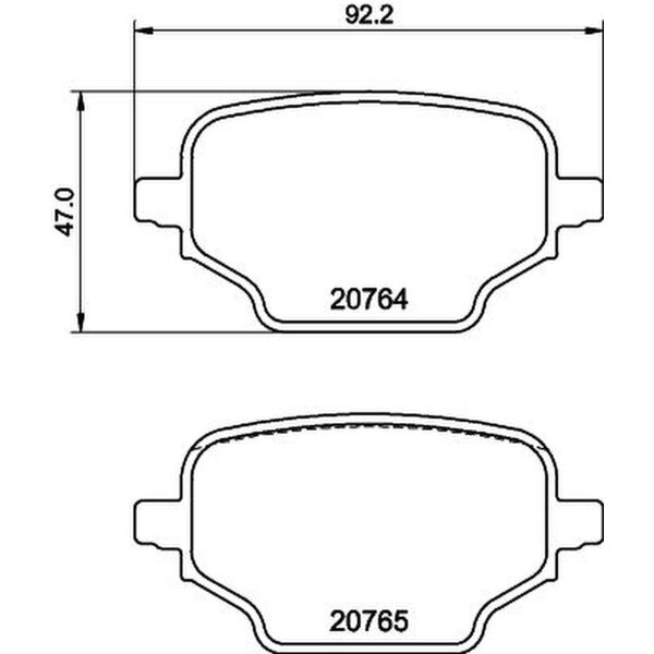 Brake pad set without wear warning 17.3 mm HELLA for e.g. OPEL COMBO