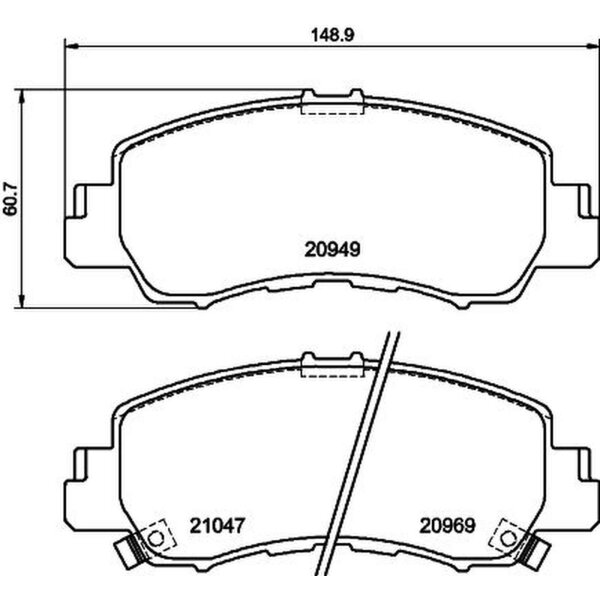 Brake pad set with wear warning 15.8 mm HELLA for MITSUBISHI ECLIPSE
