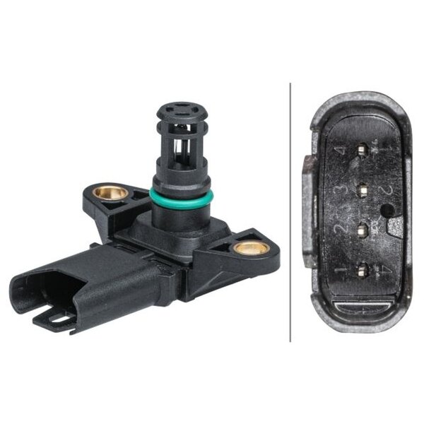 Sensor Saugrohrdruck 4-polig geschraubt HELLA für u.a. BMW 3er