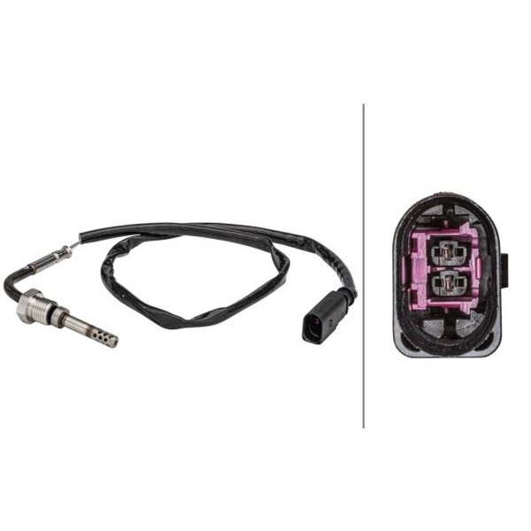 Sensor Exhaust Gas Temperature 2-pin 540 mm cable HELLA for e.g. VW TRANSPORTER