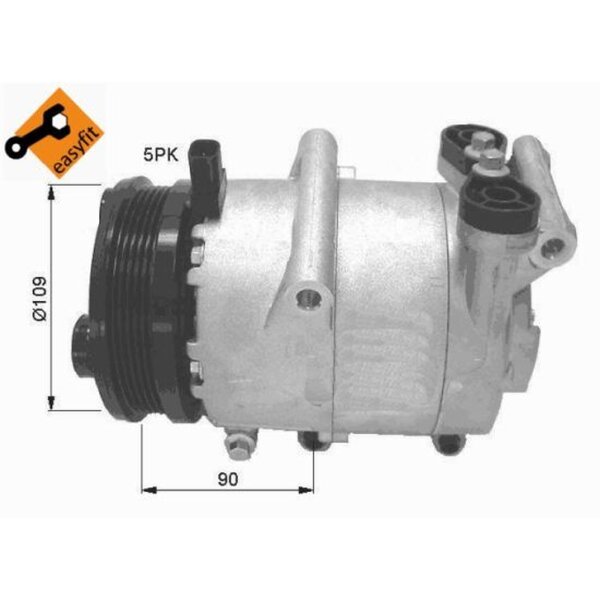 Klimakompressor 12 V Ø 109 mm VS16 NRF passend für u.a. FORD C-MAX