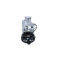 Compressor air conditioning with V-ribbed belt pulley...