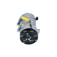 Compressor air conditioning with V-ribbed belt pulley...