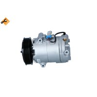 Compressor air conditioning with V-ribbed belt pulley...