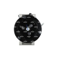 Compressor air conditioning with V-ribbed belt pulley...