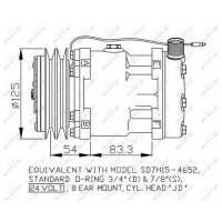 Air conditioning compressor 24 V Ø 125 mm SD7H15-4652 NRF for CASE IH and others