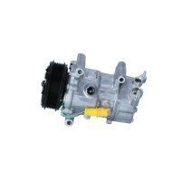Compressor air conditioning with V-ribbed belt pulley...