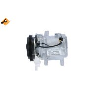 Compressor air conditioning with V-ribbed belt pulley...