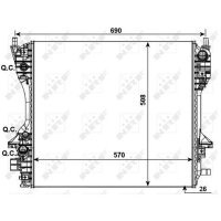 Radiator engine cooling 570 - 508 mm alu NRF for e.g. JAGUAR XF
