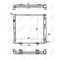 Kühler Motor Kühlrippen gelötet 492 - 485 mm Alu NRF für u.a. MERCEDES-BENZ 124