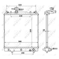 Radiator engine cooling cooling fins brazed 366 - 355 mm alu NRF for SUZUKI ALTO