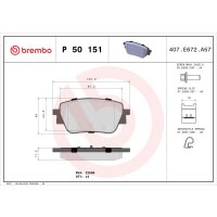Brake pad set disc brake 17 mm BREMBO for MERCEDES-BENZ...