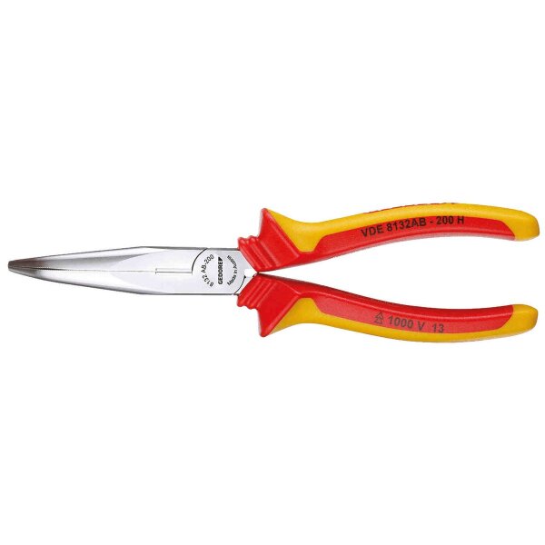 VDE flat round nose pliers with sleeve insulation 200 mm GEDORE VDE 8132 AB-200 H