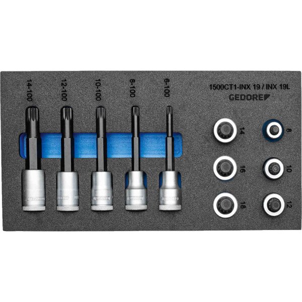 Satz Schraubendrehereinsätze 1/2 in Check-Tool-Modul GEDORE 1500 CT1-INX 19 LK
