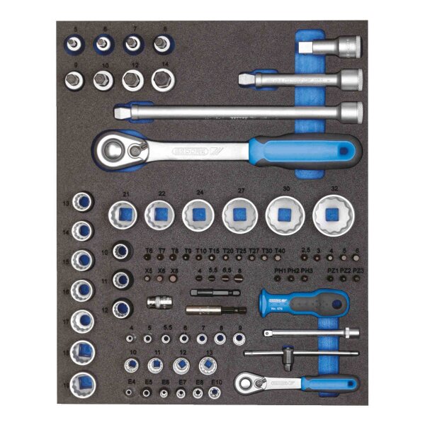 Steckschlüssel-Sortiment 1/4+1/2 in 2/4 Check-Tool-Modul GEDORE TS CT2-D19-D20