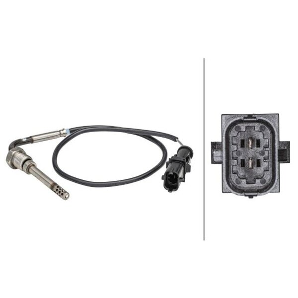 Sensor Abgastemperatur 2-polig 430 mm Kabel HELLA für u.a. FIAT FIORINO