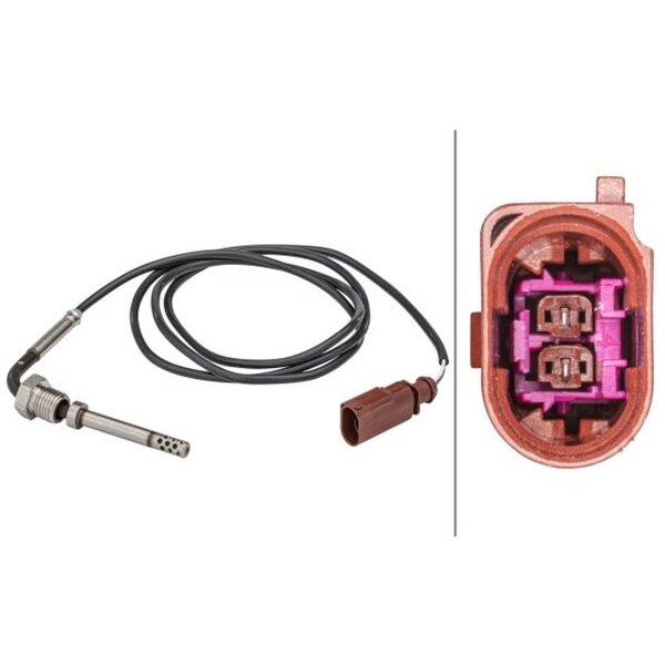 Sensor exhaust gas temp. 2-pin 1,180 mm cable HELLA for PORSCHE CAYENNE