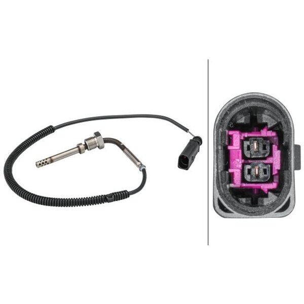 Sensor Exhaust Gas Temperature screwed 2-pin 490 mm cable HELLA for e.g. AUDI A6