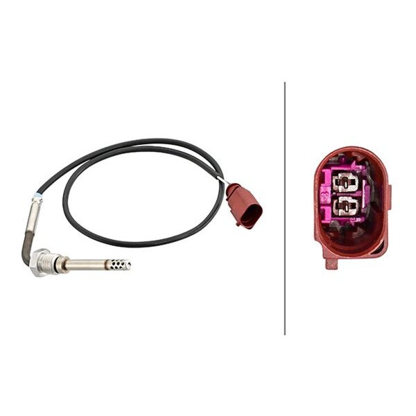 Sensor Exhaust Gas Temperature screwed 2-pin 500 mm cable HELLA for e.g. AUDI Q7