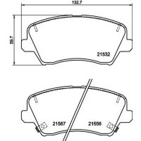 Brake pad set with wear warning contact 17.8 mm HELLA for...