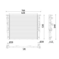 Kühler Motor Kühlrippen gelötet 628 mm - 530 mm MAHLE für u.a. BMW 7er