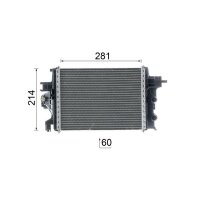 Radiator engine cooling fins brazed 281 mm - 214 mm MAHLE for e.g. RENAULT CLIO