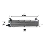 Kühler Motor Rippen gelötet 608 mm - 115 mm Alu MAHLE für u.a. MB E-KLASSE